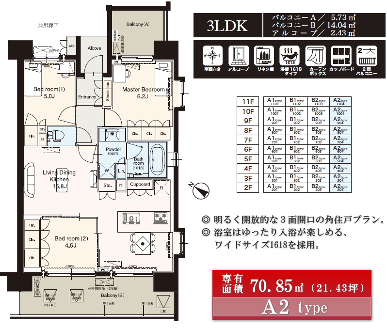 Ａ２タイプ、３ＬＤＫ